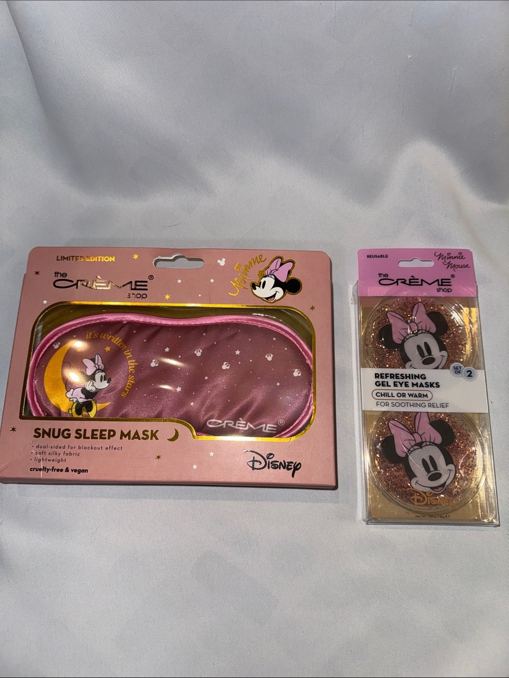Disney Minnie Mouse Pink Satin Sleep Mask & Gel Eye Mask Bundle The Crème Shop